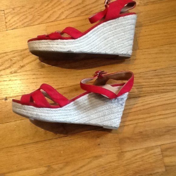 Red Espadrille Wedges - Picture 3 of 4